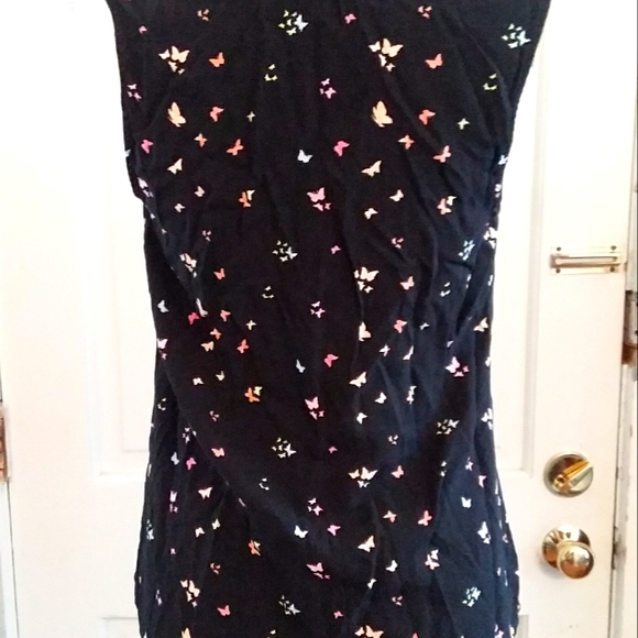 NWT Black Sleeveless Top with Multicolored Butterflies - Picture 4 of 7